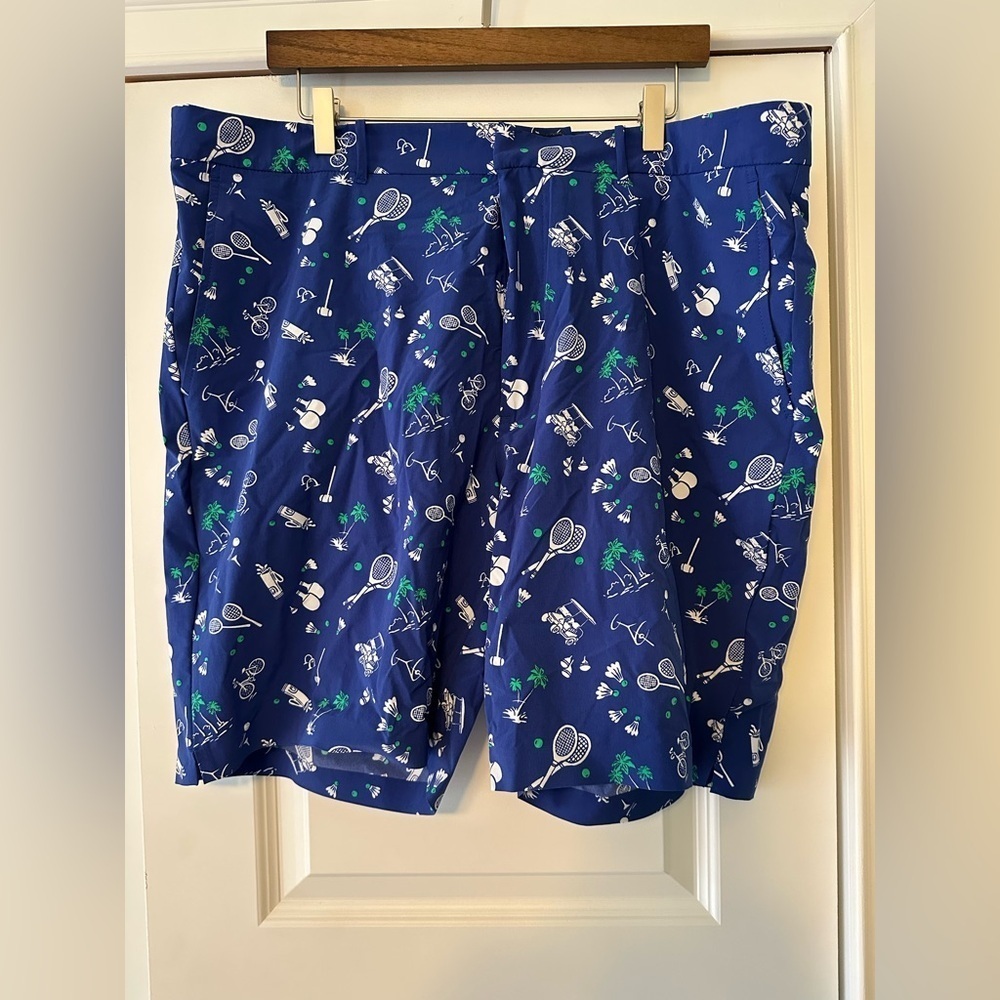 Polo Ralph Lauren Golf Shorts Mens 40 Blue 9” Inseam Sports Novelty Print Tennis